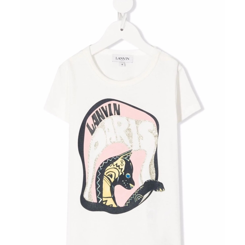 Lanvin Kids White Tee with Graphic Design